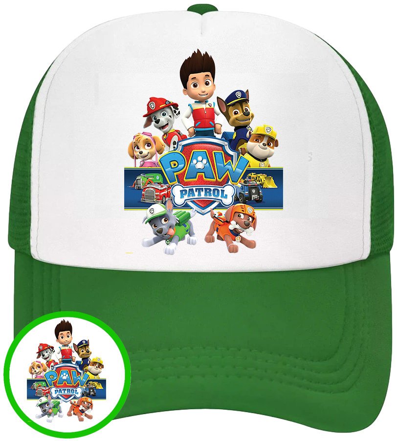 CZAPKA Z DASZKIEM PSI PATROL DLA DZIECI SIATKA ZIELONA BEJSBOLÓWKA