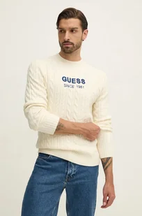 Guess sweter z domieszką wełny ELWYN męski kolor beżowy  M4BR11.Z3HA2 - Swetry męskie - miniaturka - grafika 1