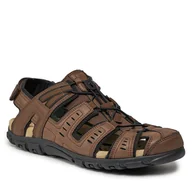Sandały męskie - Sandały Geox Uomo Sandal Strada U4524C 000ME C6006 Dk Brown - miniaturka - grafika 1