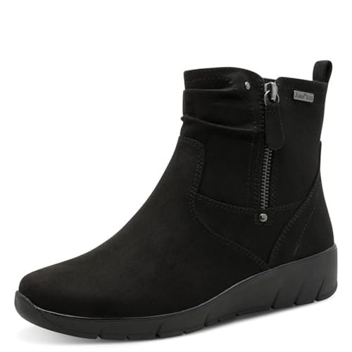 Jana Damskie buty typu Boot Flat Tex + wegańskie półdługie kozaki, czarne jednolite, 38 EU, black uni, 38 EU