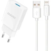 Ładowarki do telefonów - Ładowarka sieciowa Dudao A4EU USB-A 2.1A - biaa + kabel USB-A - Lightning - miniaturka - grafika 1