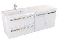 Szafki łazienkowe - Szafka Wisząca Z Umywalką ATH 120 cm SD Lewa - Biały Mat - Uchwyty Stal Szczotkowana - miniaturka - grafika 1