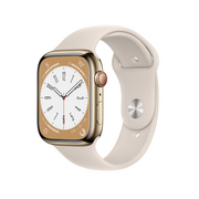 Smartwatch - Apple Watch Series 8 GPS + Cellular 45mm Gold Stainless Steel Case with Starlight Sport Band - Regular - miniaturka - grafika 1