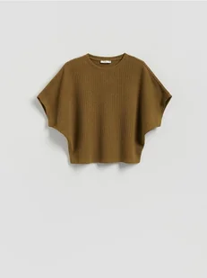 Reserved - Strukturalny t-shirt kimono - ciemnozielony - Moda i Uroda OUTLET - miniaturka - grafika 1