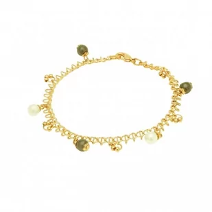 Bransoletka pozłacana z koralikami - Bransoletki - miniaturka - grafika 1
