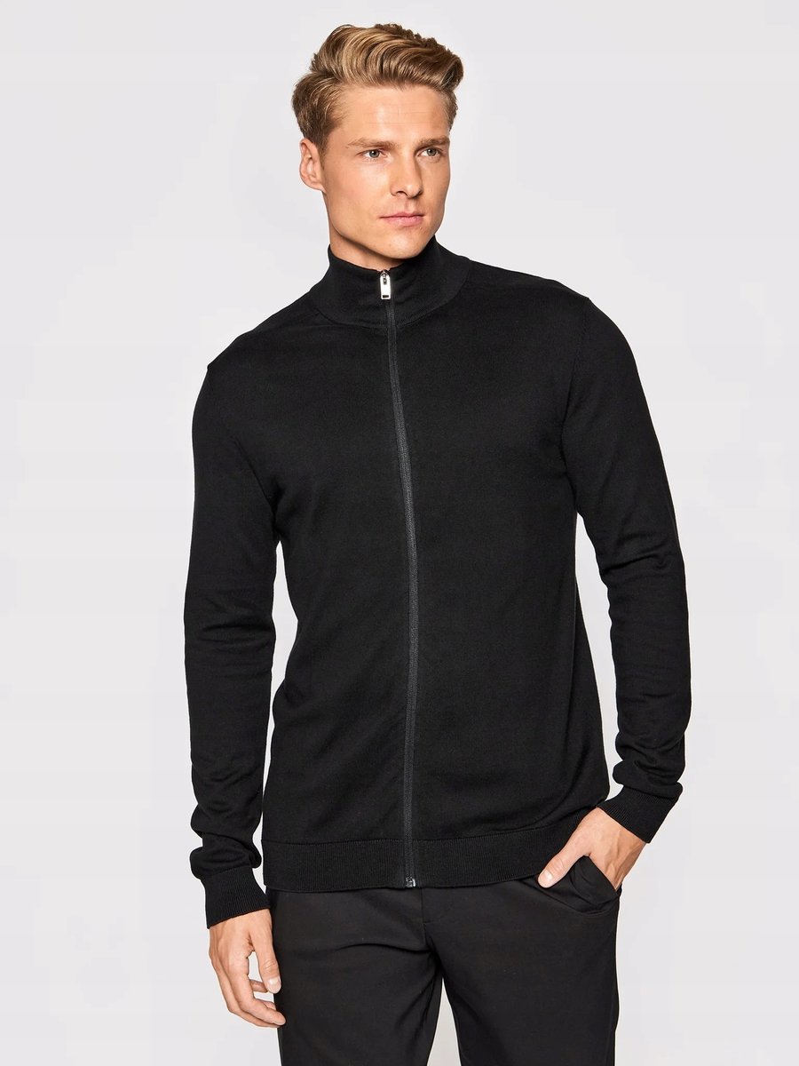 SELECTED HOMME CZARNY SWETER MĘSKI Z PÓŁGOLFEM I ZAMKIEM XXL 17BA
