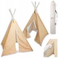 Namioty i tipi dla dzieci - NAMIOT TIPI 120 x 120 x 160 cm DOMEK DLA DZIECKA Iglo Wigwam PREZENT BEŻOWY - miniaturka - grafika 1