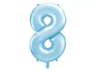 Balony i akcesoria - PartyDeco Balon foliowy cyfra 8, 34", niebieski jasny FB1P-8-001J - miniaturka - grafika 1