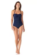 Stroje kąpielowe dla dziewczynek - Anne Cole damski z przodu t-shirt jednoczęściowy kostium kąpielowy z przodu T-shirt bandeau jednoczęściowy strój kąpielowy jednoczęściowy, granatowy, 40 PL - miniaturka - grafika 1