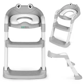 Nocniki - Ecotoys Nakładka na toaletę dla dzieci ze schodkami i drabinką szara - miniaturka - grafika 1