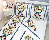 Pościel - Karo Pościel z kory 160x200 Łowicka Biało-Niebieska 222a - miniaturka - grafika 1