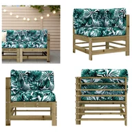 Sofy ogrodowe - vidaXL Narożnik z poduszkami z impregnowanego drewna sosnowego - Narożnik - Sofa narożna - Sofa ogrodowa - Sofa zewnętrzna - miniaturka - grafika 1
