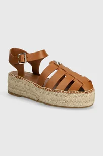 Tommy Hilfiger espadryle skórzane TH AUTHENTIC LEATHER ESPADRILLE damskie kolor brązowy na platformie FW0FW07743 - Espadryle damskie - miniaturka - grafika 1