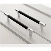 Zawiasy, okucia i inne akcesoria - 2 sztuki czarno-srebrnych uchwytów aluminiowych ze stopu aluminium z rozstawem otworów 128 mm, odpowiednie do biurek, szuflad i szafek - miniaturka - grafika 1