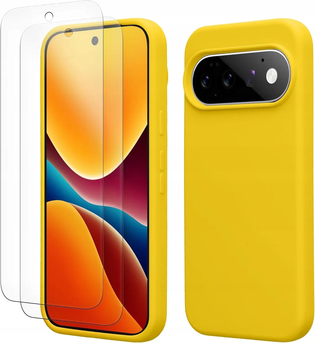 ETUI 2X FOLIA OCHRONNA TELEFON SZKŁO HARTOWANE SILIKONOWE MATOWE ŻÓŁTE
