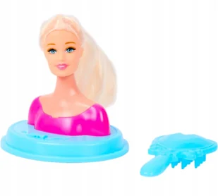 MINI GŁOWA DO STYLIZACJI CZESANIA WŁOSÓW FRYZJER + AKCESORIA zabawka - Zabawy w naśladowanie dorosłych - miniaturka - grafika 1