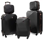 Walizki - Zestaw walizek 941 3w1 + 2 kuferki CZARNY - miniaturka - grafika 1