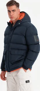 Kurtka męska Ombre Ciepła sportowa kurtka męska z podwójnym kapturem granatowa V2 OM-JAHP-0208 M - Kurtki męskie - miniaturka - grafika 1