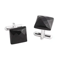 Spinki do mankietów i krawatów - Spinki do mankietów Onyks fasetowany (S191A) Srebro [925] - miniaturka - grafika 1