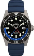 Zegarki męskie - Zegarek Timex TW2W75100 Deepwater Reef 200 GMT Blue Synthetic Rubber 41mm - miniaturka - grafika 1