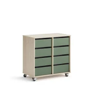 Meble do szkół i przedszkoli - Regał szkolny CASPER, 8 szuflad, brzoza, ciemnozielony - miniaturka - grafika 1