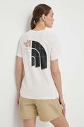 Koszulki sportowe damskie - The North Face t-shirt bawełniany damski kolor beżowy NF0A87F0QLI1 - miniaturka - grafika 1