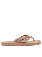 Klapki i japonki damskie - Tommy Hilfiger Japonki Th Chain Print Elevated Sandal FW0FW08519 Beżowy - miniaturka - grafika 1