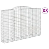 Ogrodzenia - vidaXL Gabiony z wysokim łukiem 8 sztuk 300x50x200/220cm Ocynkowane żelazo - miniaturka - grafika 1