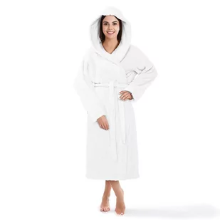 Szlafrok Z Kapturem Frotte Robin L/Xl Biały Bawełniany Hotelowy 450G/M2 - Szlafroki damskie - miniaturka - grafika 1