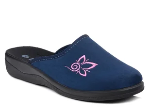 Kapcie damskie pantofle domowe zakryte Inblu CU-2D granatowe z haftem-40 - Kapcie damskie - miniaturka - grafika 1