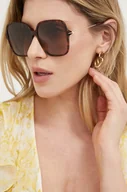 Okulary przeciwsłoneczne - Gucci okulary przeciwsłoneczne damskie kolor brązowy - miniaturka - grafika 1