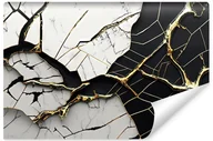 Fototapety - Fototapeta Do Biura ABSTRAKCJA Czarno-Biały Marmur Efekt 3D 368cm x 254cm - miniaturka - grafika 1