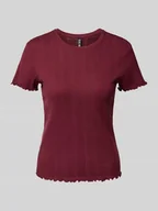 Koszulki i topy damskie - T-shirt o kroju slim fit z czystej bawełny model ‘MARIE’ - miniaturka - grafika 1