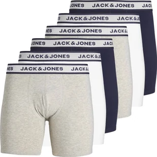Bokserki męskie JACK&JONES, zestaw 6 sztuk - JACSOLID, elastyczna bawełna, gładkie szare/białe/granatowe L - Majtki męskie - miniaturka - grafika 1