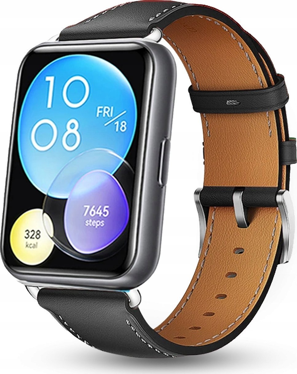 PASEK SKÓRZANY DO HUAWEI WATCH FIT 2 SKÓRA KOLOR CZARNY - JAKOŚĆ PREMIUM
