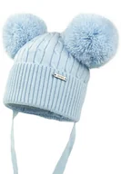 Czapki dla dzieci - Czapka niemowlęca na zimę SINEM z dwoma pomponami niebieski - miniaturka - grafika 1