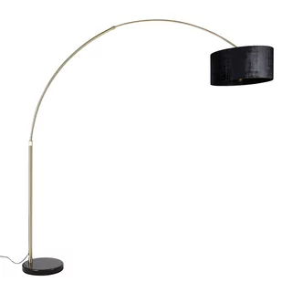 QAZQA Nowoczesna lampa podłogowa łuk złota klosz czarny 50cm - XXL - Lampy stojące - miniaturka - grafika 1