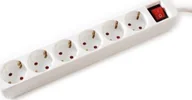 Kable - Kabel zasilający Value VALUE 6-drożna listwa zasilająca z wyłącznikiem, biała, 6 m - miniaturka - grafika 1