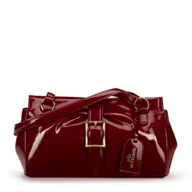 Torebki damskie - Damska torebka na ramię ze skóry podłużna bordowa - miniaturka - grafika 1