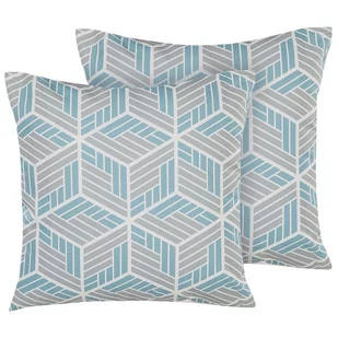 Beliani Zestaw 2 poduszek ogrodowych geometryczny wzór 45 x 45 cm szaro-niebie - Poduszki ogrodowe - miniaturka - grafika 1