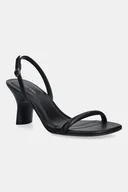 Sandały damskie - Calvin Klein sandały skórzane SCULPT KITT HEEL STRAPPY LTH kolor czarny HW0HW02800 - miniaturka - grafika 1