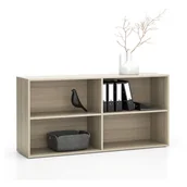 Regały biurowe - B2B Partner Regał biurowy LAYERS, długi, 2 półki, 1582 x 400 x 777, dąb naturalny 611508 - miniaturka - grafika 1