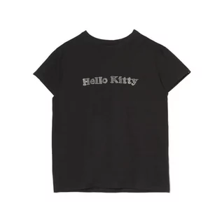 Koszulki i topy damskie - Cropp - Czarny t-shirt z cyrkoniami Hello Kitty - Czarny - grafika 1