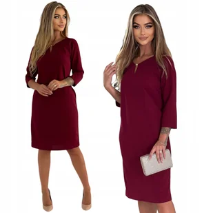 BORDOWA ELEGANCKA PROSTA SUKIENKA ROZMIAR 46 POLSKI PRODUCENT - Sukienki - miniaturka - grafika 1