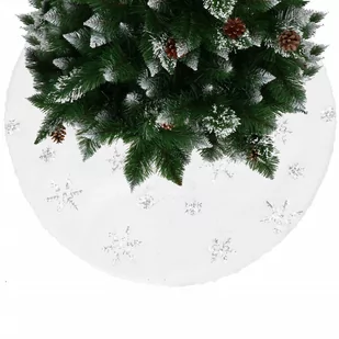 Dywanik pod choinkę 55 cm mata na prezenty biała w śnieżynki - Choinki - miniaturka - grafika 1