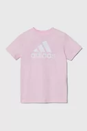 Koszulki dla dziewczynek - adidas t-shirt bawełniany dziecięcy kolor różowy - miniaturka - grafika 1