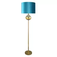 Lampy stojące - Lampa Stojąca Z Welwetowym Abażurem Lotos9 43X157 Turkusowa + Złota - miniaturka - grafika 1
