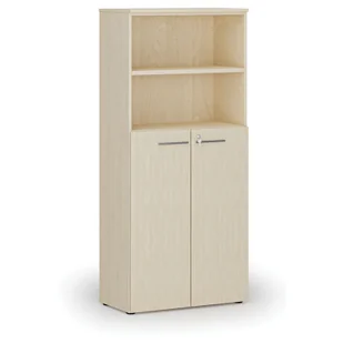 Szafa biurowa kombinowana PRIMO WOOD, drzwi na 3 poziomach, 1781 x 800 x 420 mm, brzoza - Szafy biurowe - miniaturka - grafika 1