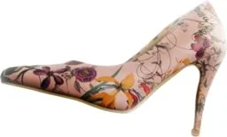 BnW Skórzane różowe czółenka w kwiaty - Czółenka BnW Skórzane różowe czółenka w kwiaty - Czółenka - miniaturka - grafika 1