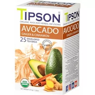 Herbata - Tipson ORGANIC AVOCADO GINGER & CINNAMON herbata ziołowa AWOKADO CYNAMON IMBIR saszetki - 25 x 1,5 g - miniaturka - grafika 1